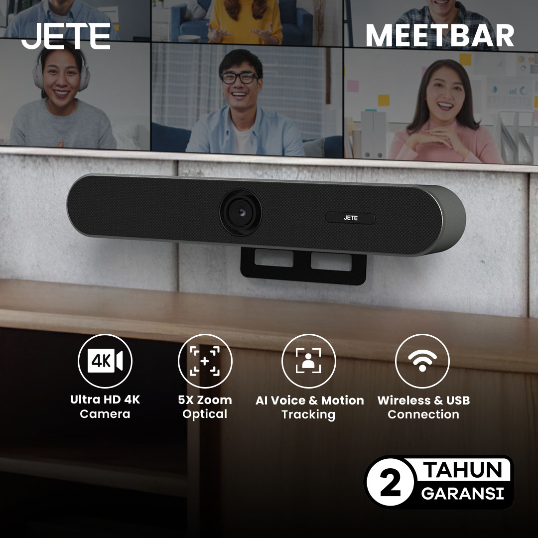 Foto Webcam Video Conference JETE Meetbar 4K UHD 5x Digital Zoom dengan