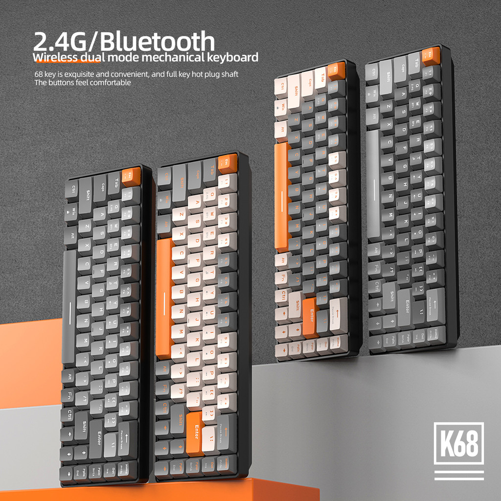 Foto Tanpa Merek FREEWOLF K68 Mechanical Keyboard,Bluetooth Wireless